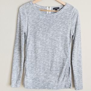 J Crew Grey Long Sleeve Sweater Back Zip Side Slit